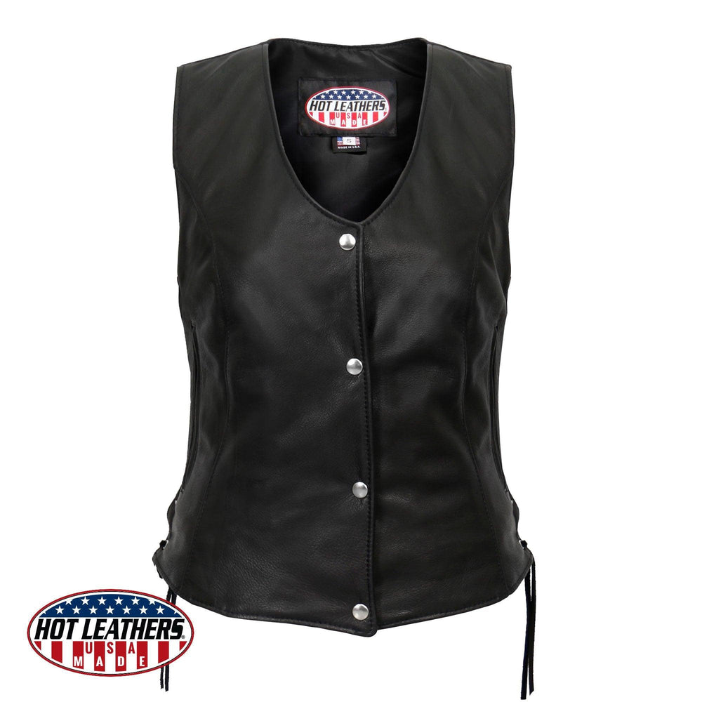 USA Made Side Lace Hot Leathers Biker Vest - Military Republic