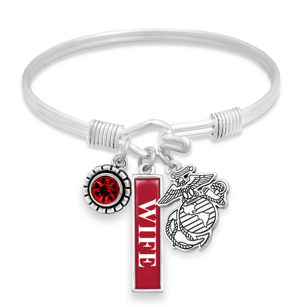 U.S. Marines® Bracelet- Triple Vertical Charm - Wife - Military Republic
