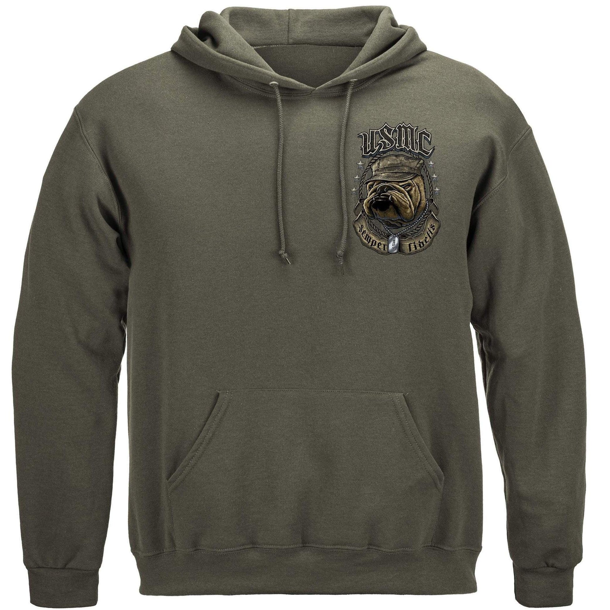 USMC Bull Dog Crossed Swords Hoodie - Military Republic