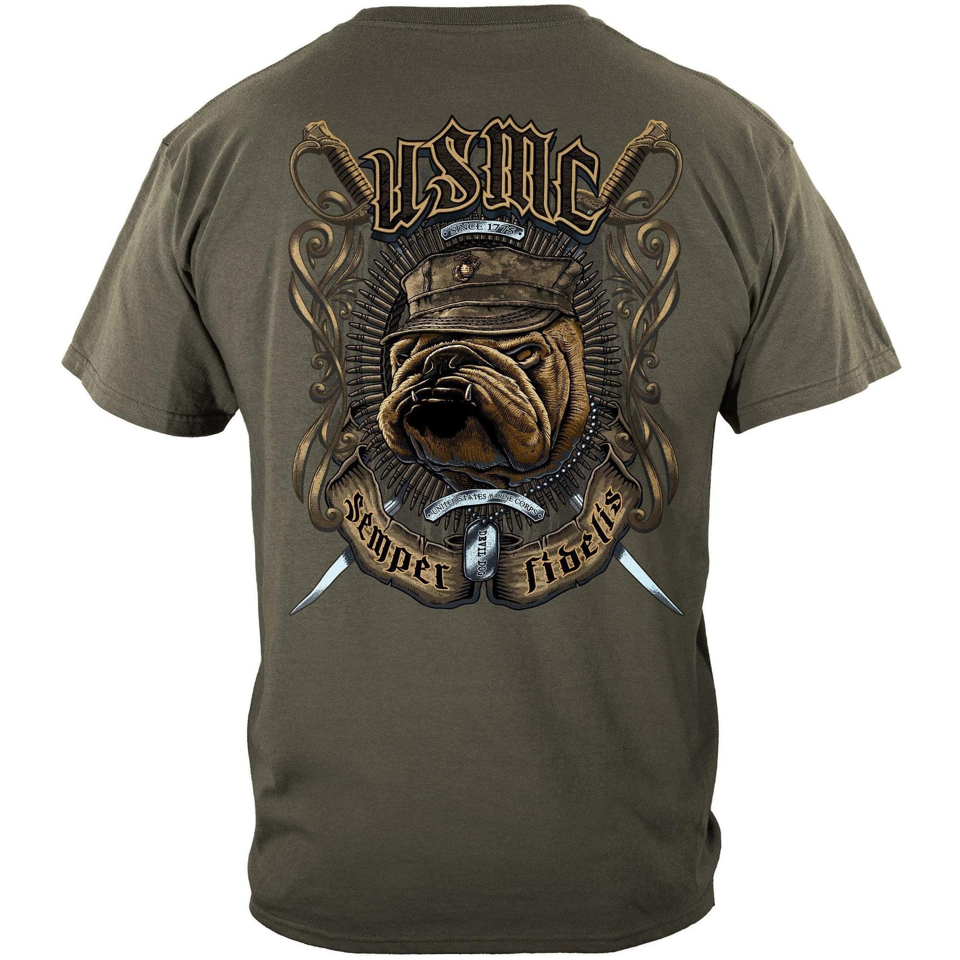 USMC Bull Dog Crossed Swords Hoodie - Military Republic