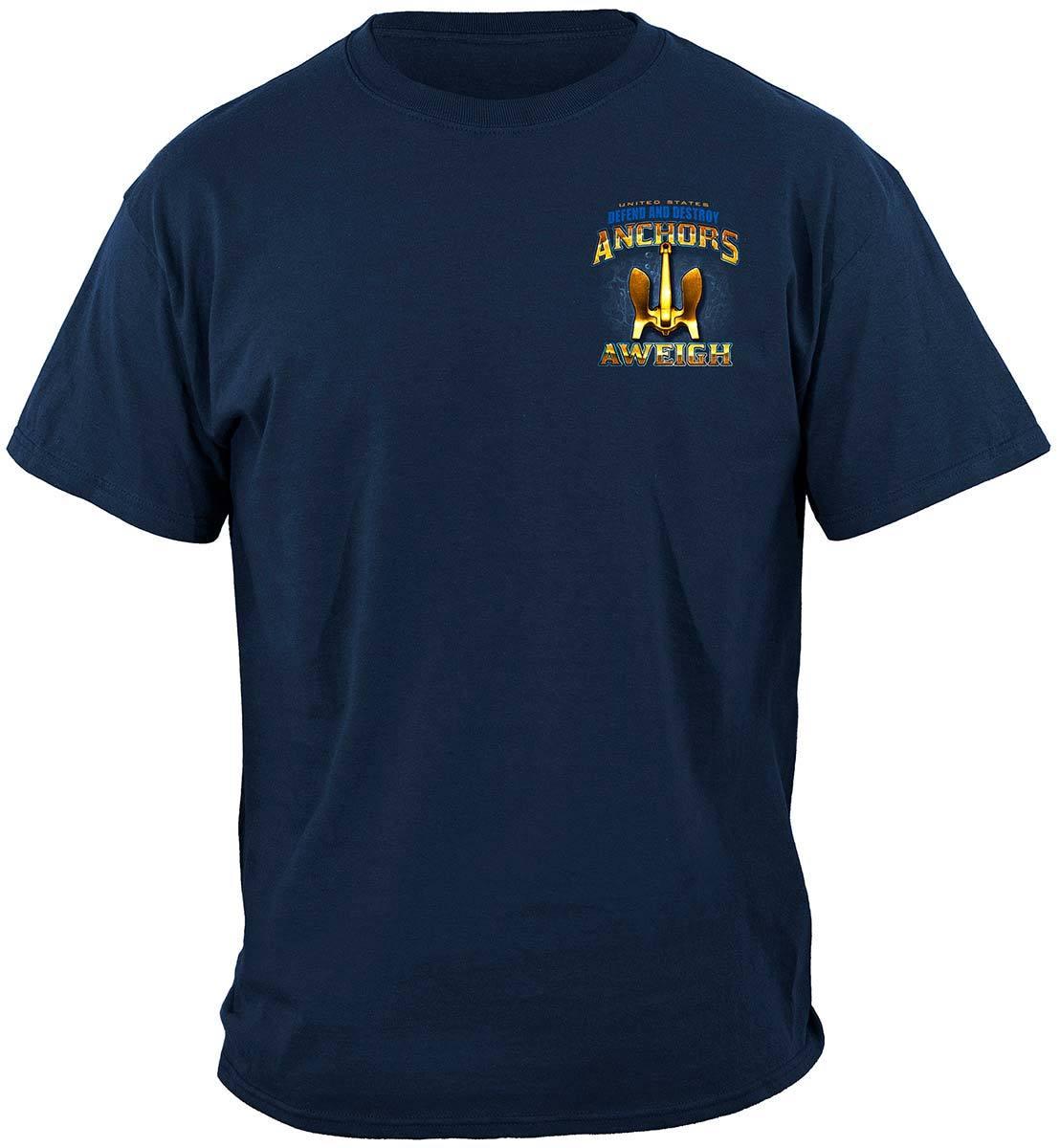 US NAVY Anchors Aweigh Defend And Destroy Premium Hoodie - Military Republic
