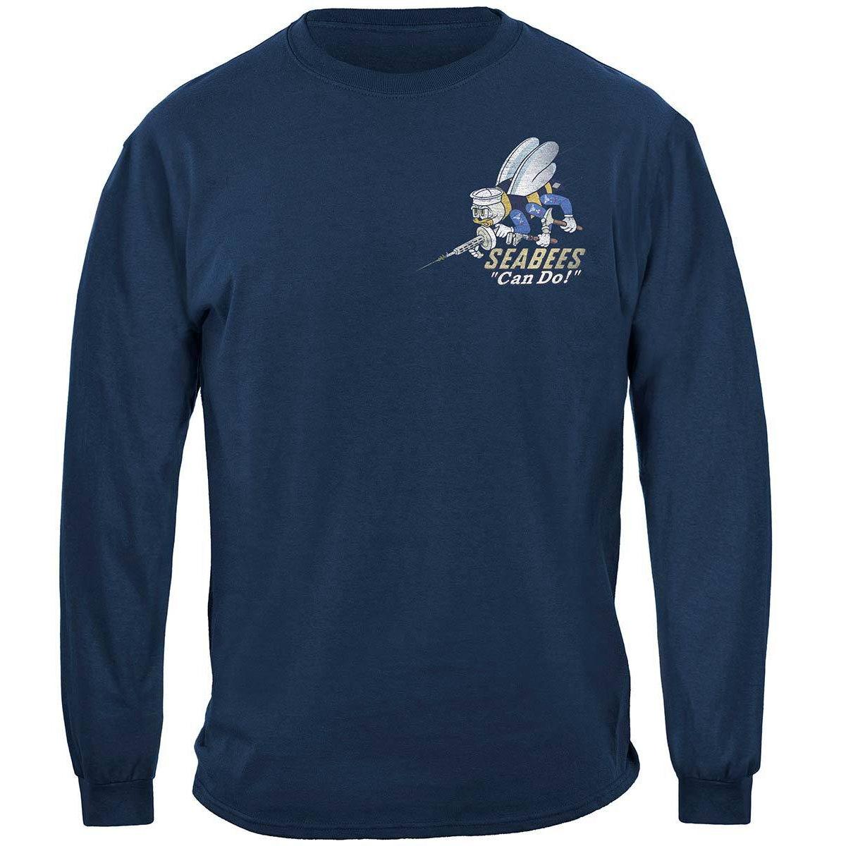US NAVY Vintage Sea Bees United States Navy USN Premium Long Sleeve - Military Republic