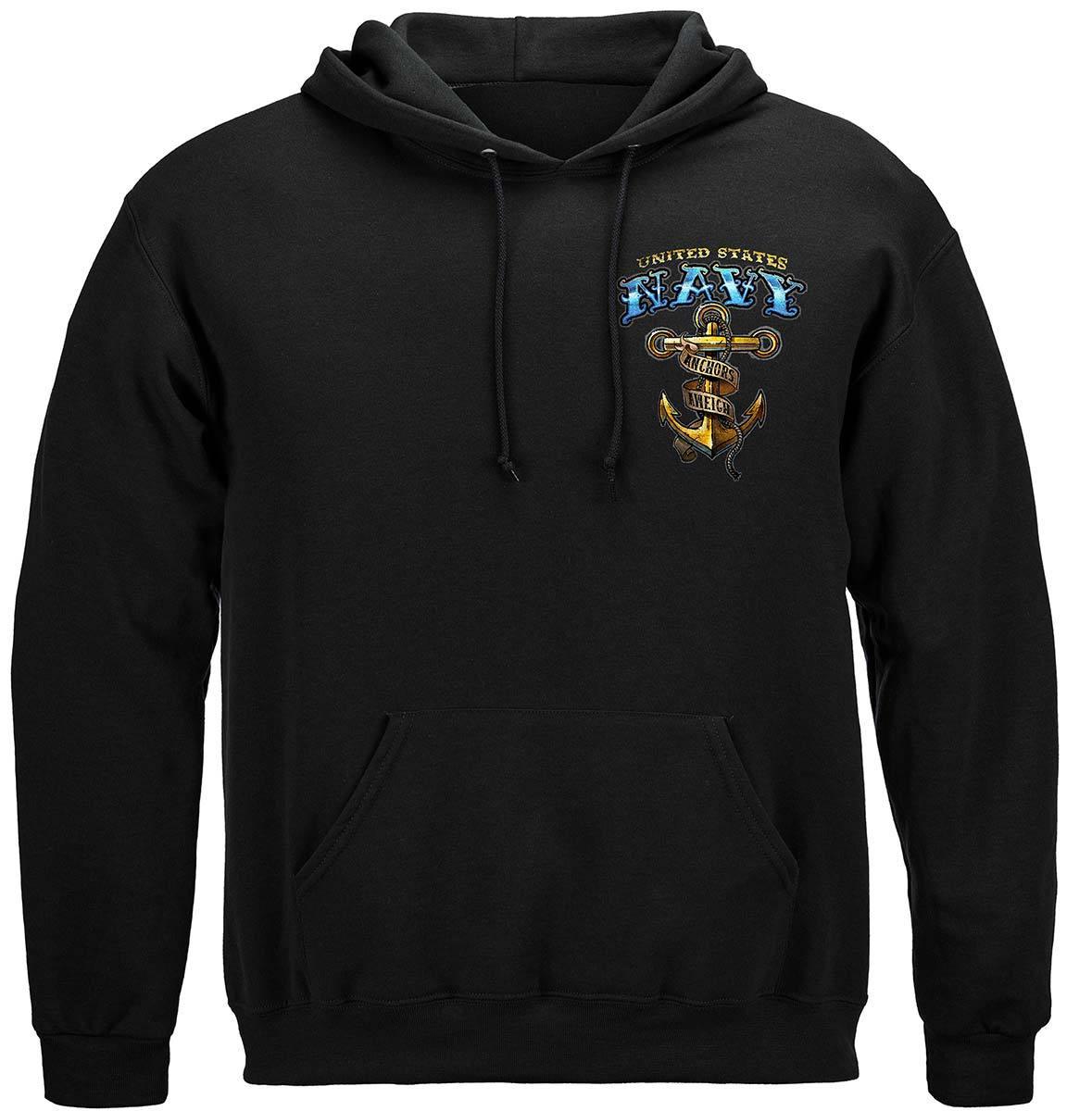 US NAVY Vintage Tattoo Classic Anchor United States Navy USN Premium Hoodie - Military Republic