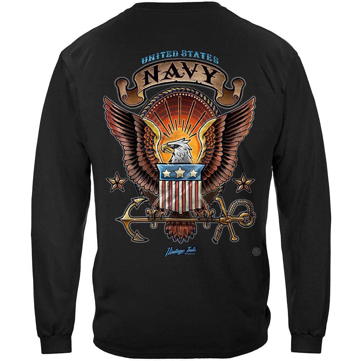 US NAVY Vintage Tattoo Classic Logo United States Navy USN Premium Hoodie - Military Republic