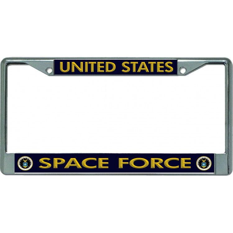 United States Space Force Chrome Auto License Plate Frame - Military Republic