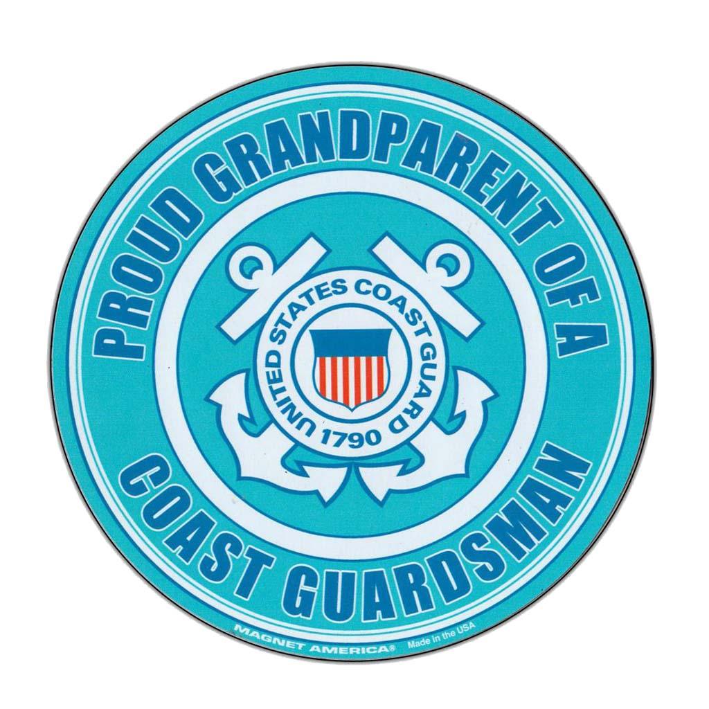 United States Coast Guard Proud Grandparent Magnet Round 5" - Military Republic