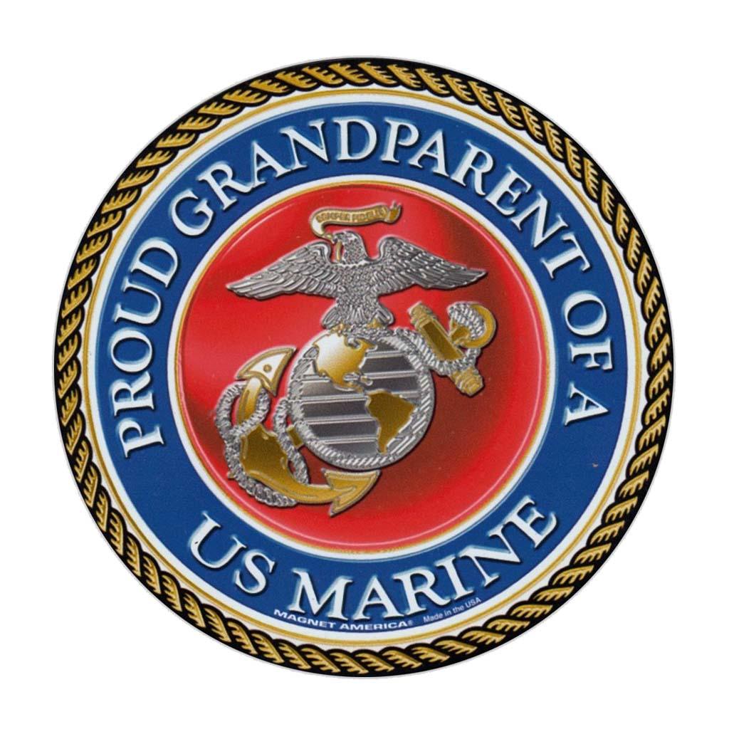 United States Marine Proud Grandparent of a Marine Magnet Round 5" - Military Republic