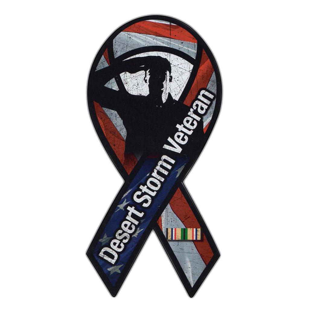 United States Veteran Desert Storm Black and Red Ribbon Magnet (3.75" x 8") - Military Republic