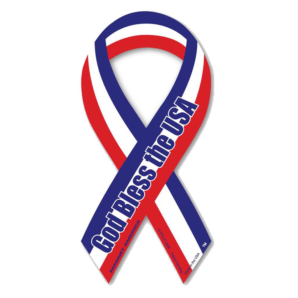 United States Patriotic God Bless the USA Magnet Ribbon (4" x 8") - Military Republic