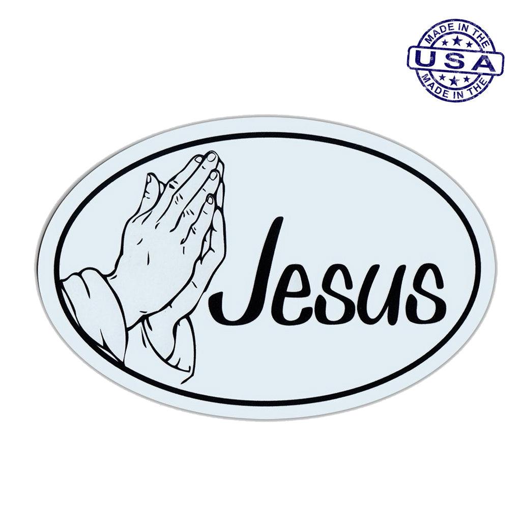 United States Patriotic Jesus Magnet Oval 6" x 4" - Military Republic