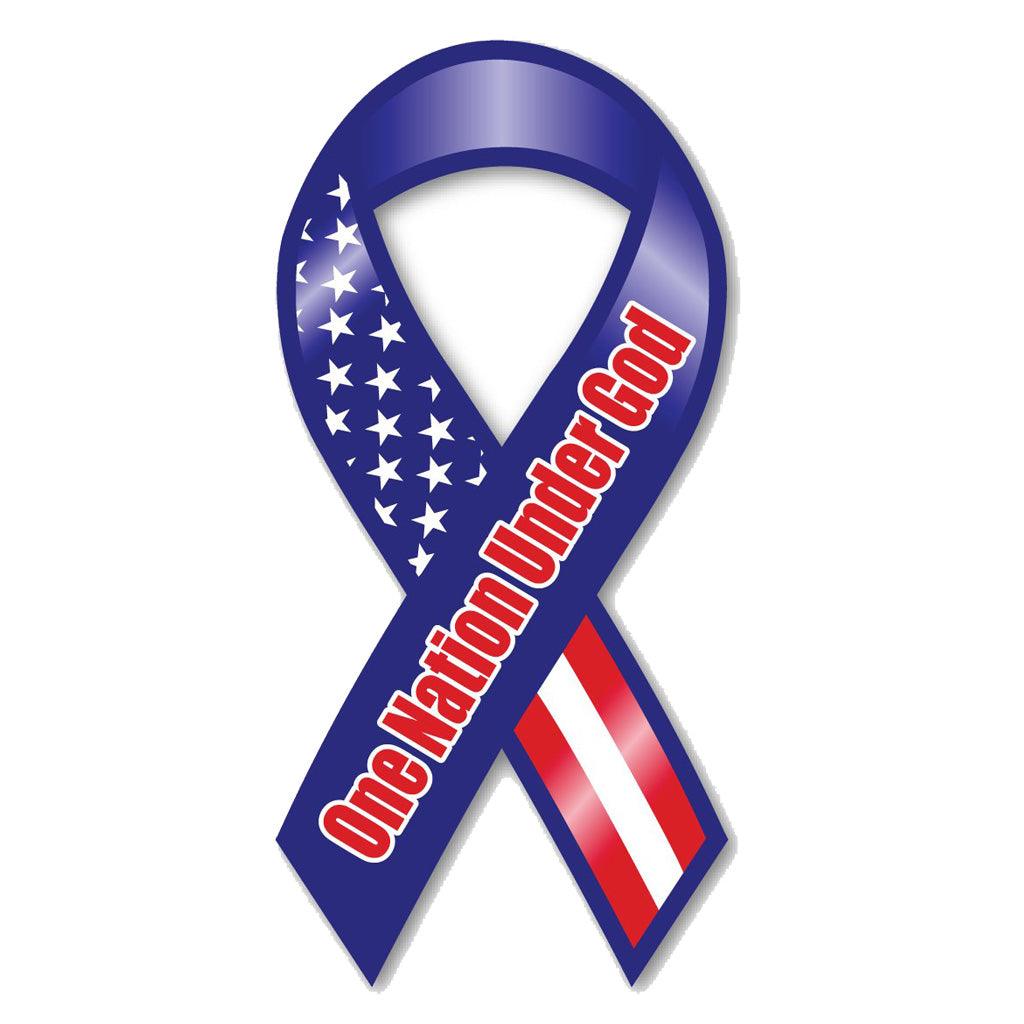 United States Patriotic One Nation Under God Ribbon Magnet (3.88" x 8") - Military Republic