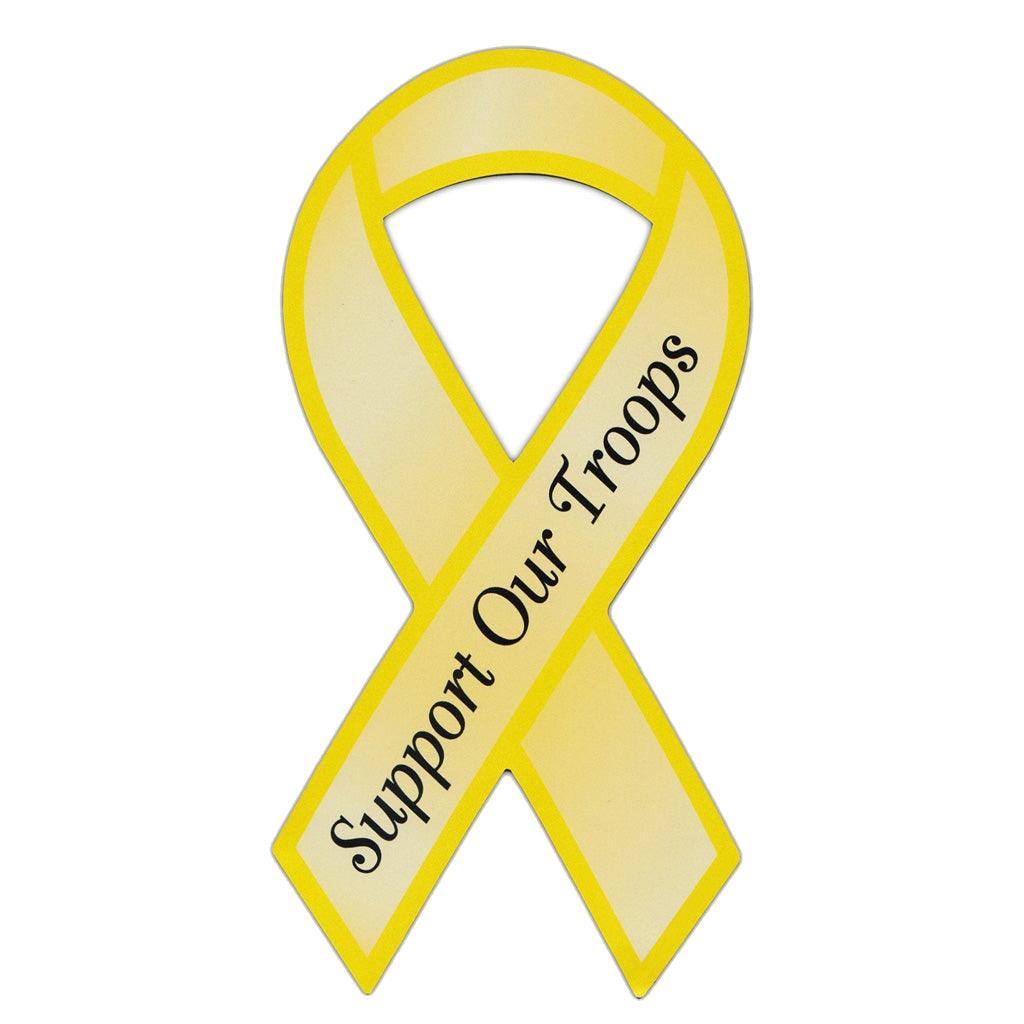 United States Patriotic Support our Troops Yellow Ribbon Magnet (3.88" x 8") - Military Republic