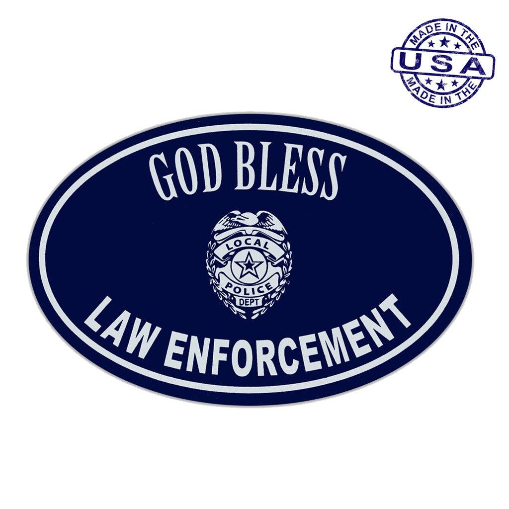 Support Law Enforcement Badge Bumper Strip Magnet – Multi-Color, Made In USA