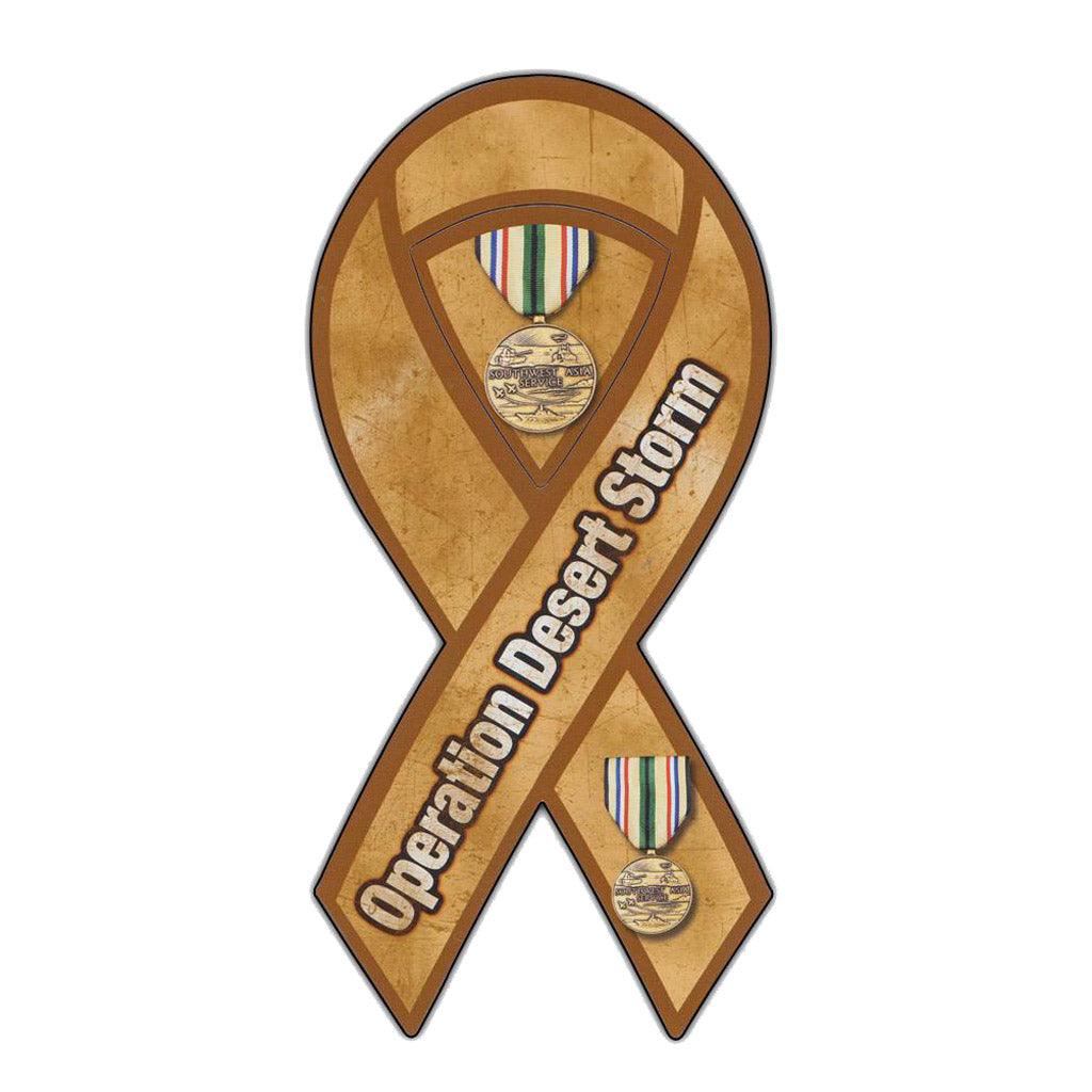 United States Veteran Operation Desert Storm 2 in 1 Ribbon Magnet (3.88" x 8") - Military Republic
