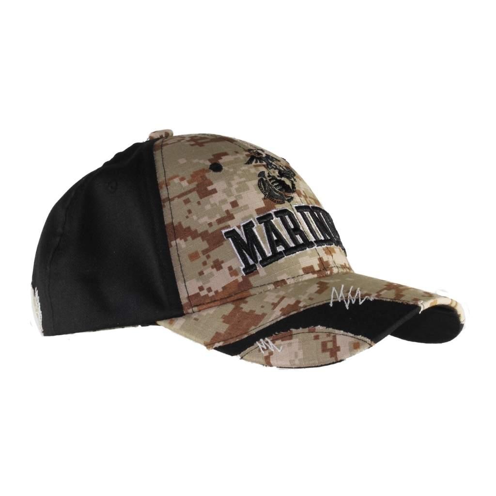 Black Streak Stressed Camo USMC Cap - Military Republic
