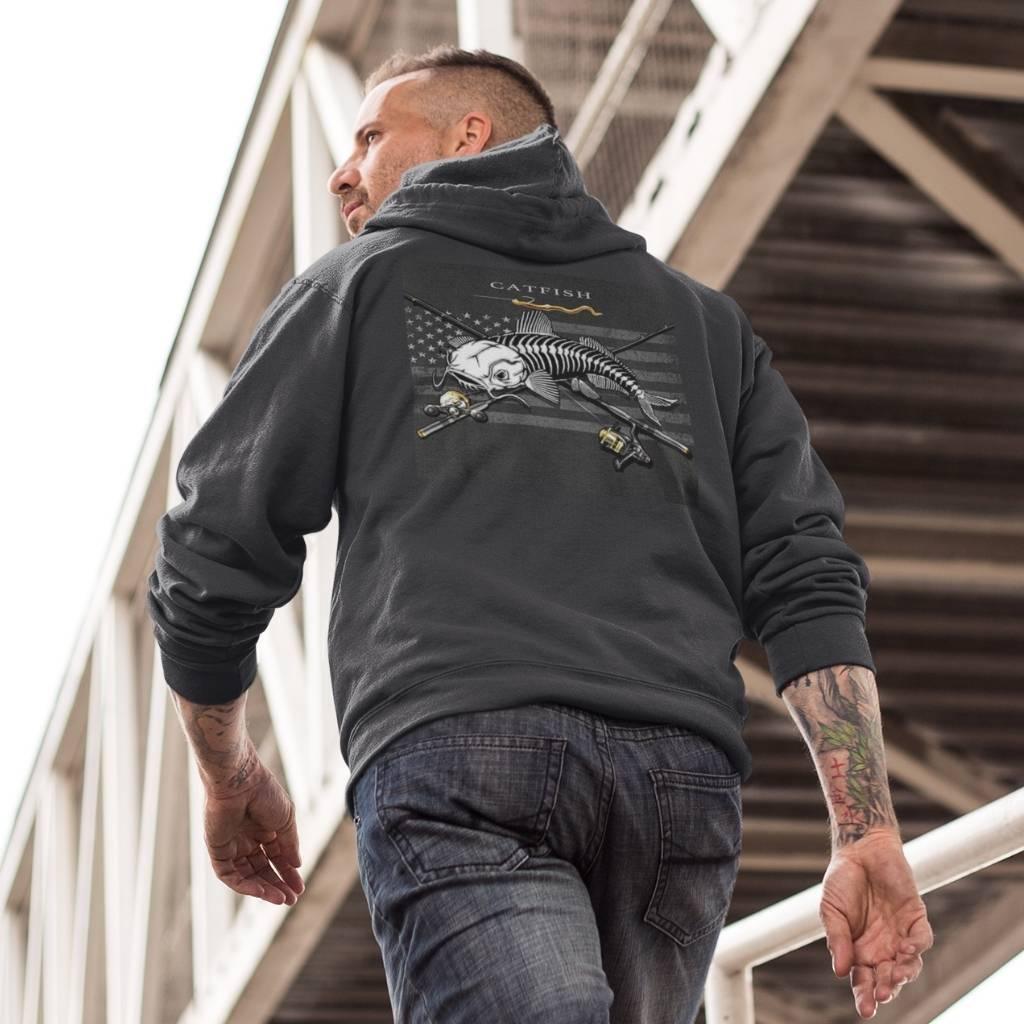United States Black Flag Patriotic Catfish Premium Hoodie - Military Republic