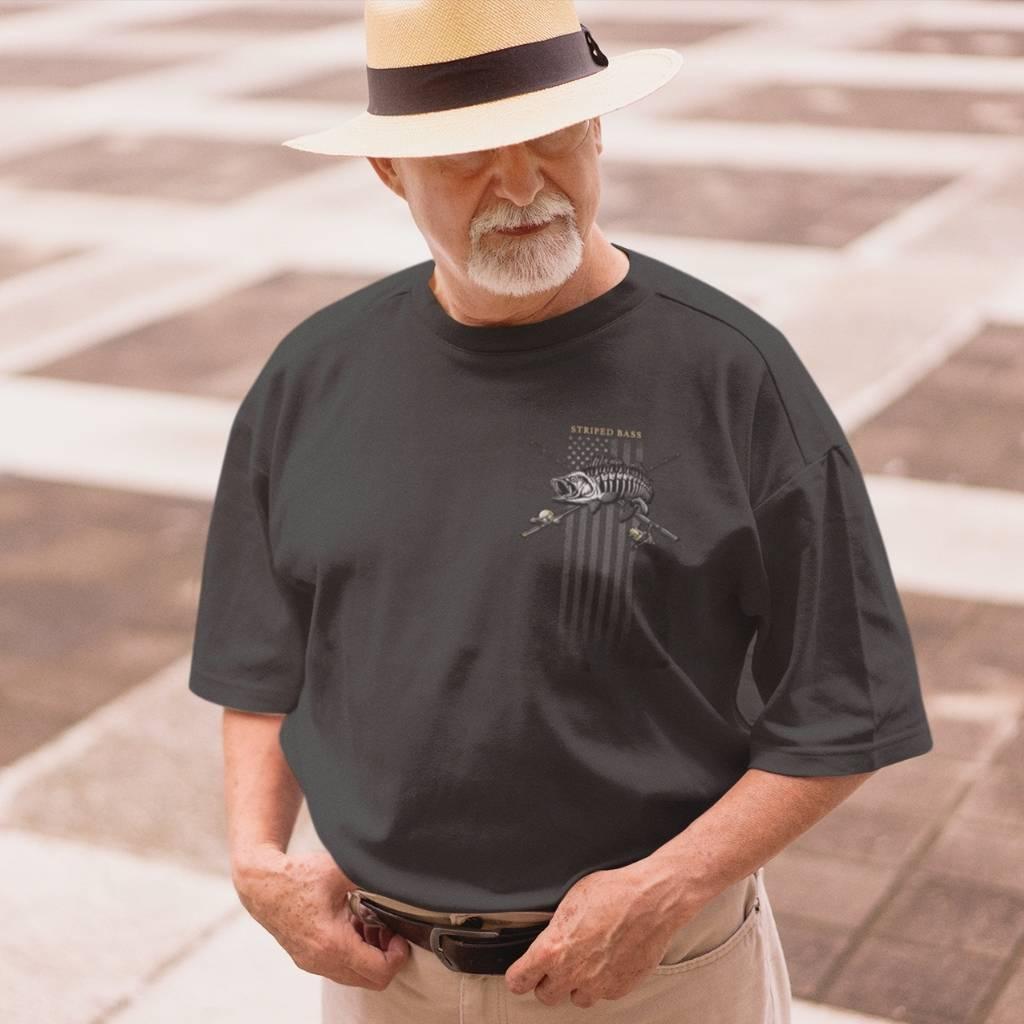 United States Black Flag Patriotic Striped Bass Premium T-Shirt - Military Republic