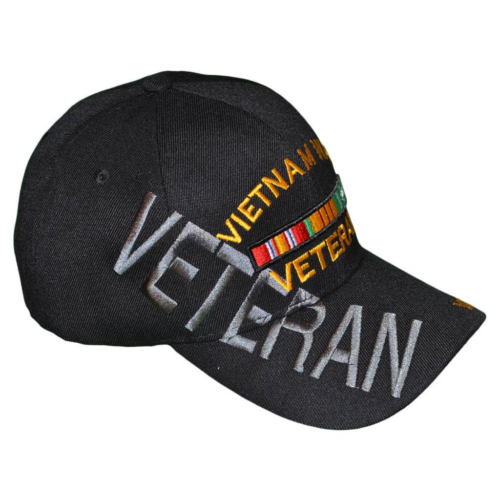 Vietnam Veteran Military Cap with Large Font Veteran Embroidery on side - Military Republic