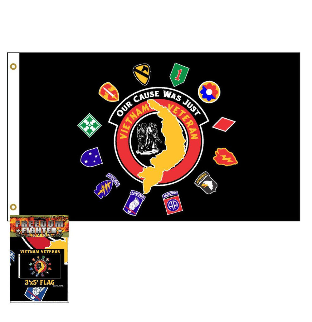 Vietnam Army Veteran Multi-division Black 3' x 5 ' Polyester Flag - Military Republic