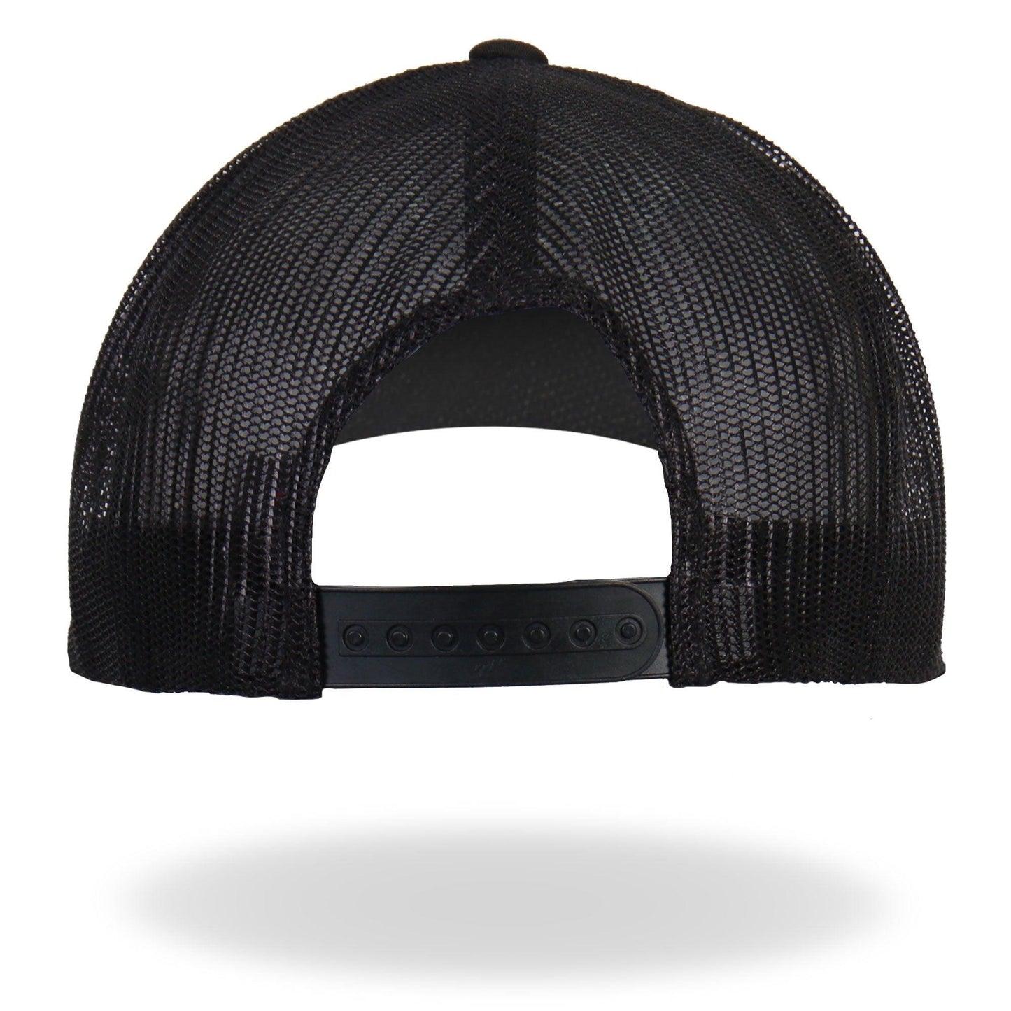 Black Vintage American Flag All Black Snap Back Mesh Hat - Military Republic