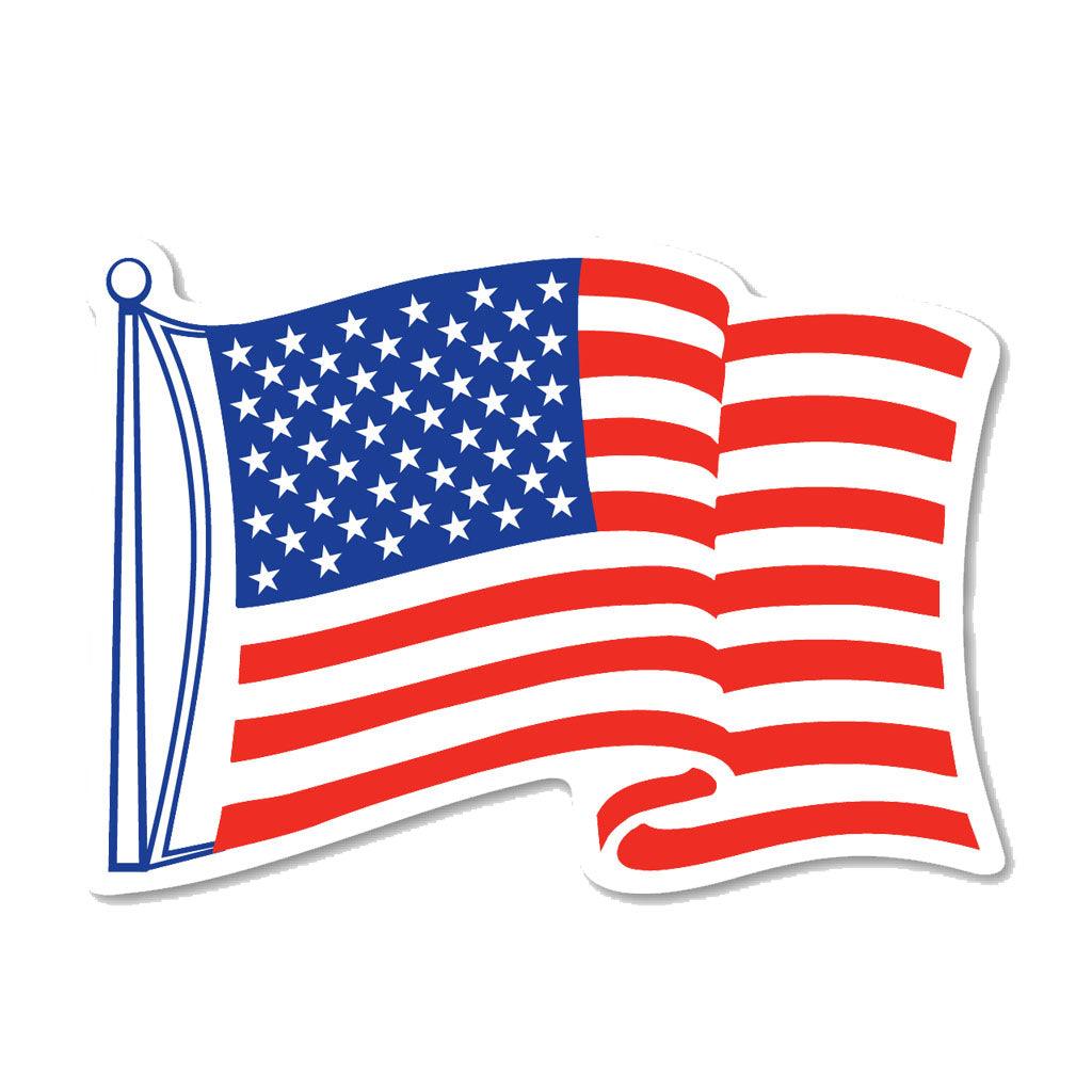 United States Patriotic Waving American Flag Sticker (7.75" x 5.5") - Military Republic