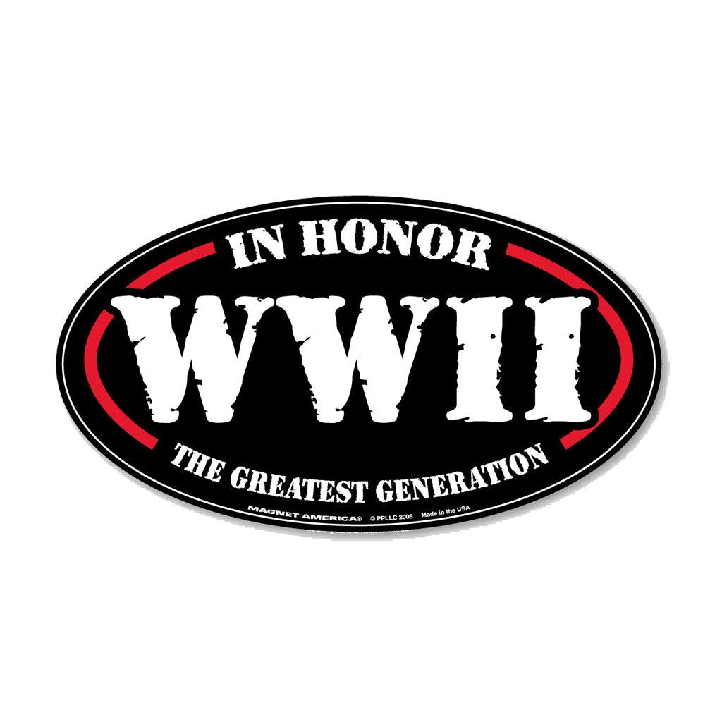 United States Veteran World War II in Honor Oval Magnet (5.5" x 3") - Military Republic