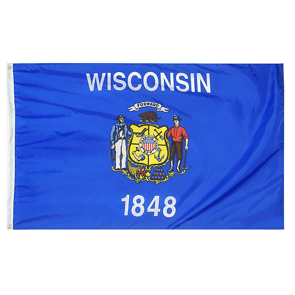 Wisconsin State Nylon Outdoors Flag- Sizes 2' to 10' Length - Military Republic