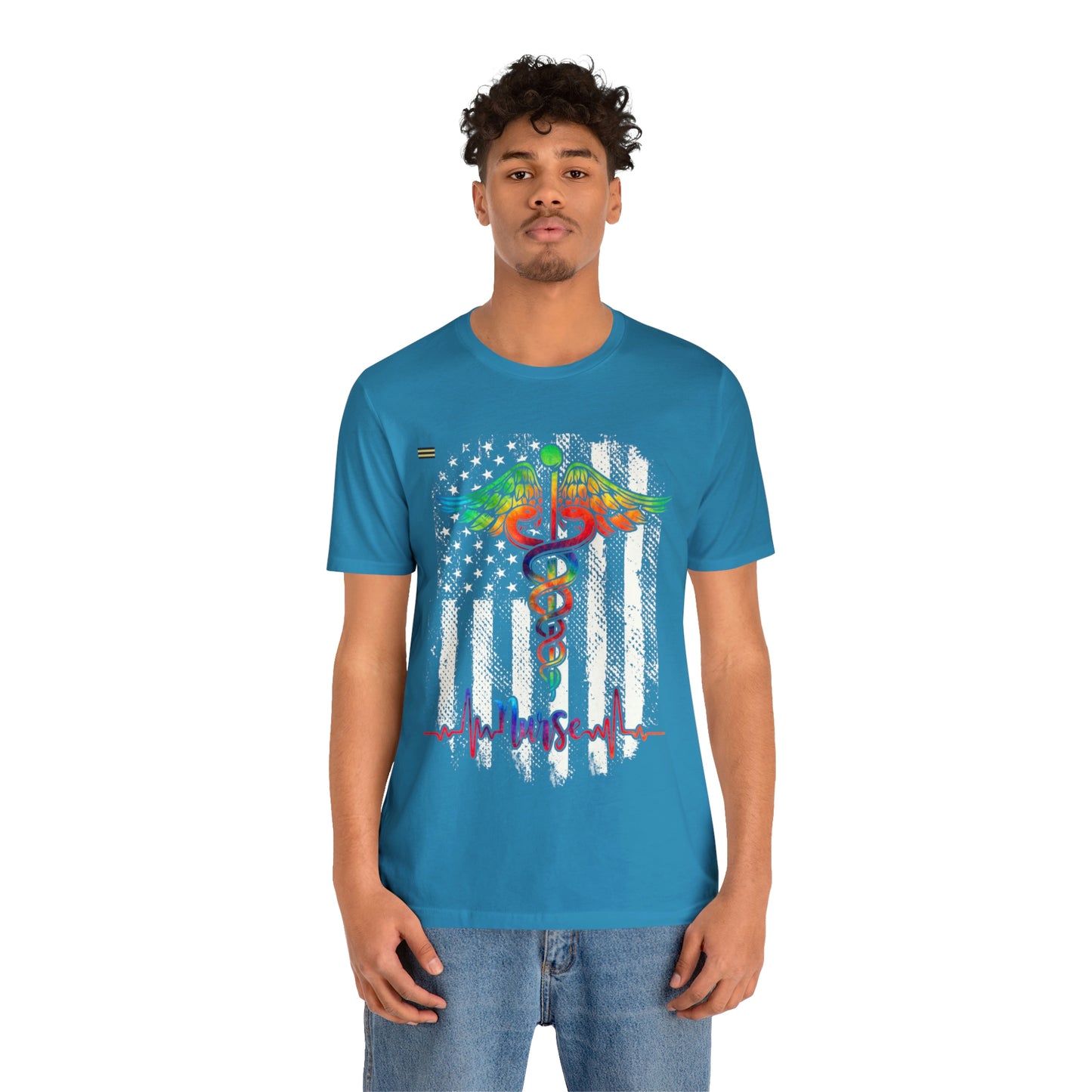 Nurse Calligraphy with Distressed Flag Design Nurse T-shirt