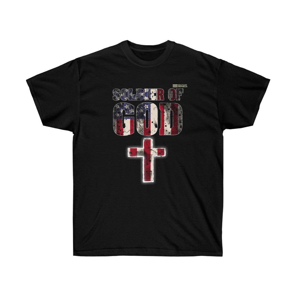 Soldier of God USA Flag & Cross T-shirt - Military Republic
