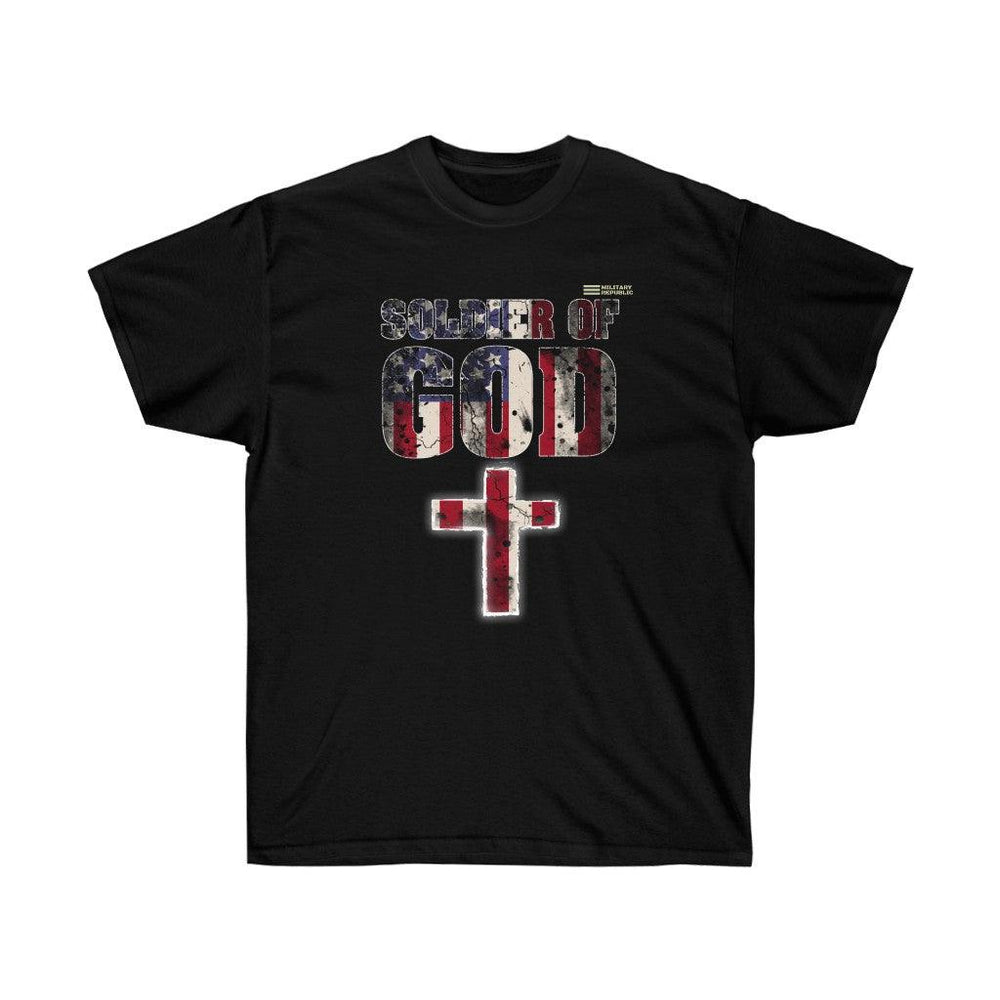 Soldier of God USA Flag & Cross T-shirt - Military Republic