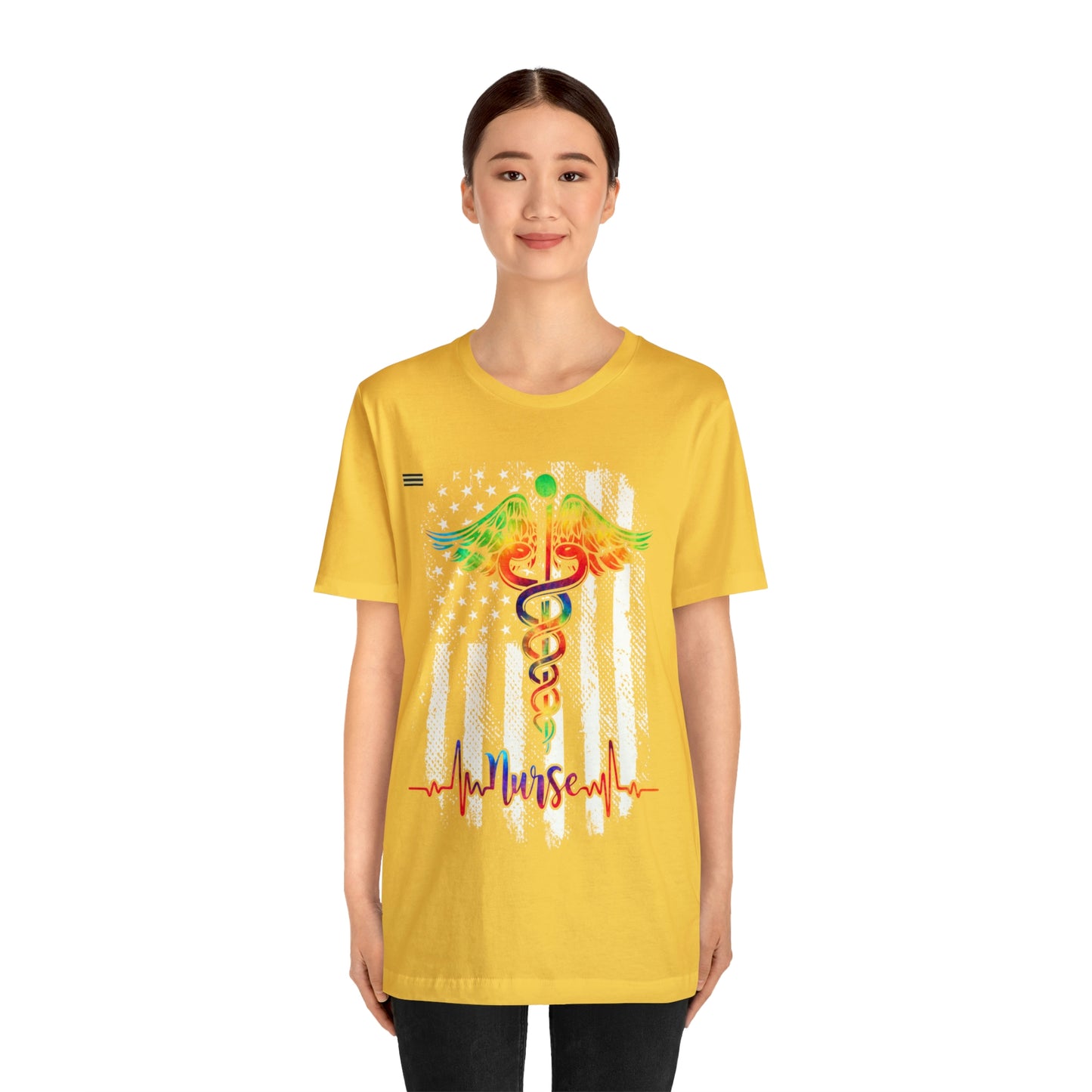 Nurse Calligraphy with Distressed Flag Design Nurse T-shirt