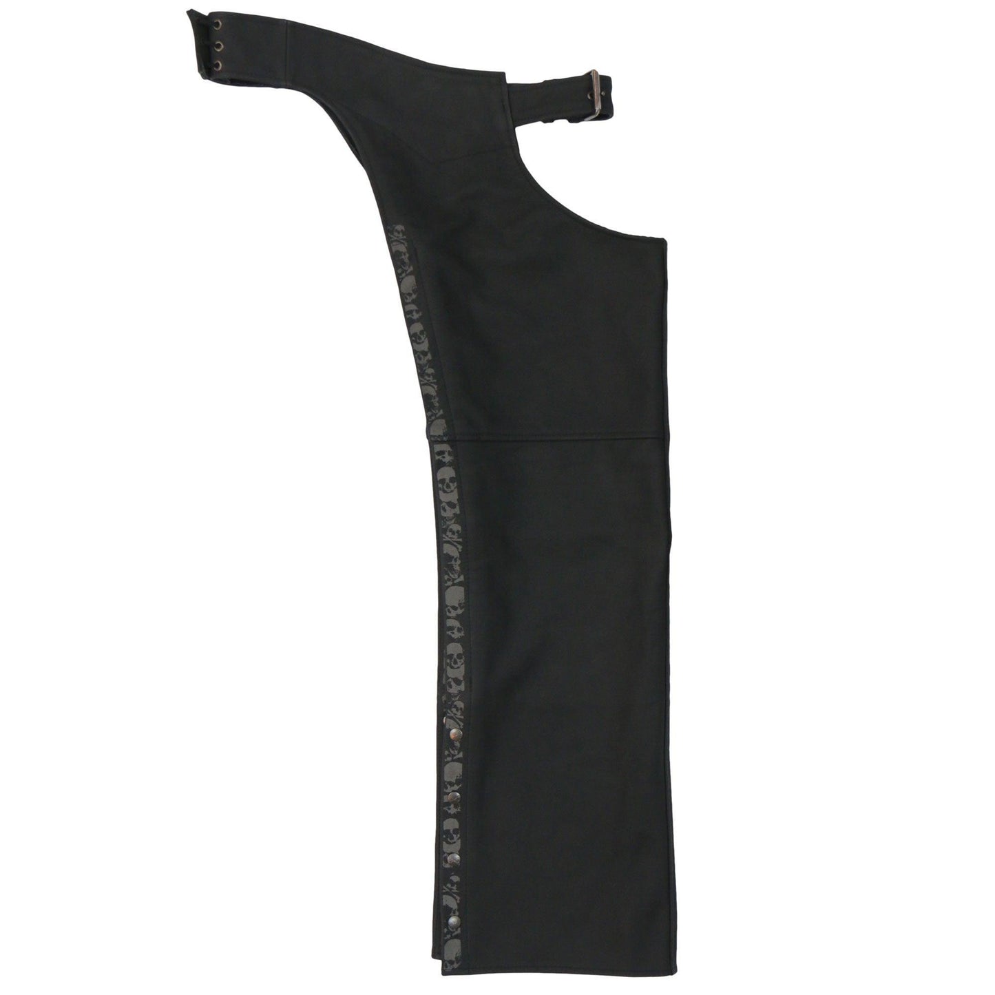 Matte Finished Top Grain Leather With Ancient Skulls And Satin Lining Chaps for Men - Military Republic