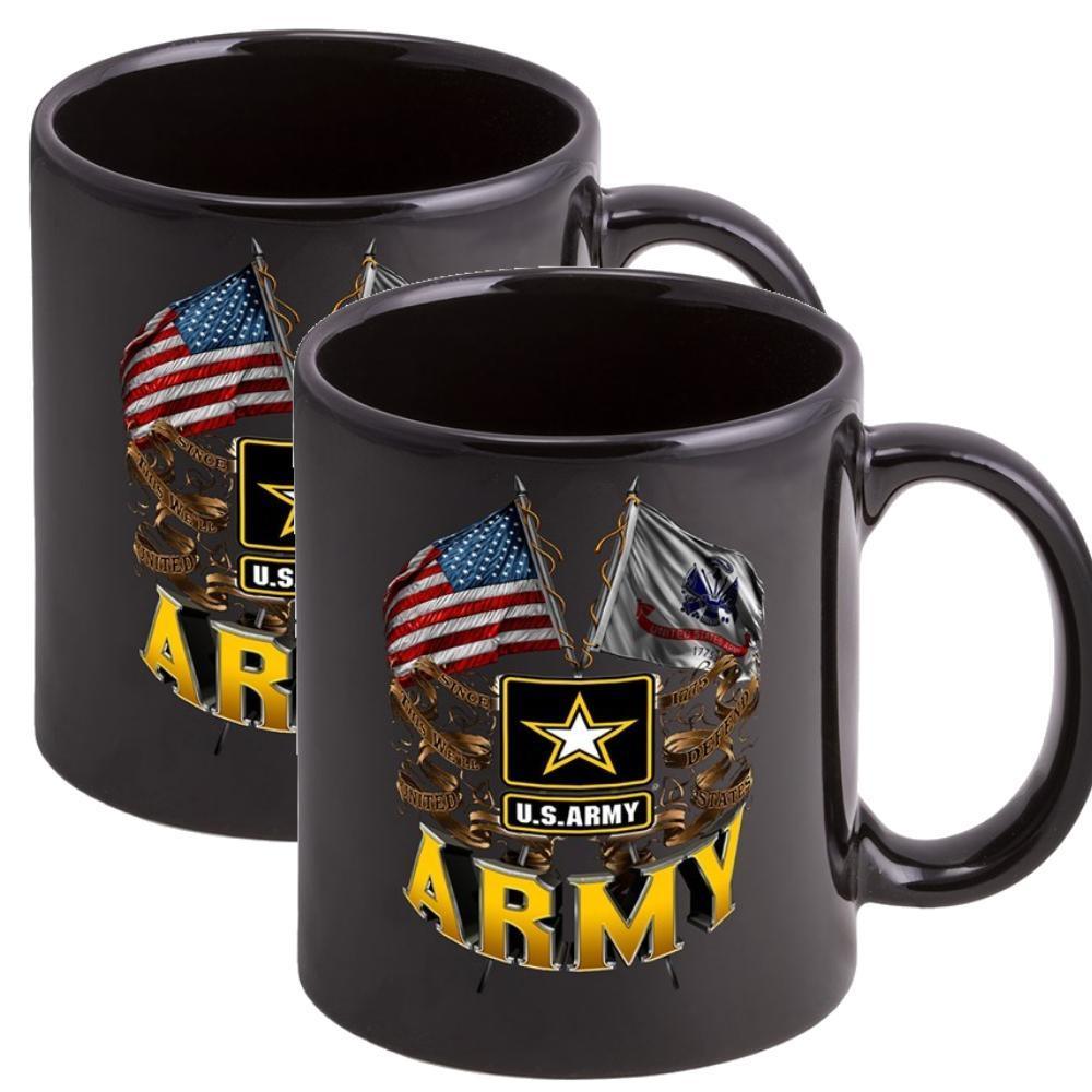 Army Double Flag Stoneware Mug Set - Black - Military Republic