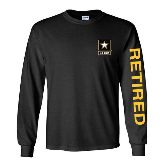 Army Star Retired Long Sleeve Shirt - Black - Military Republic