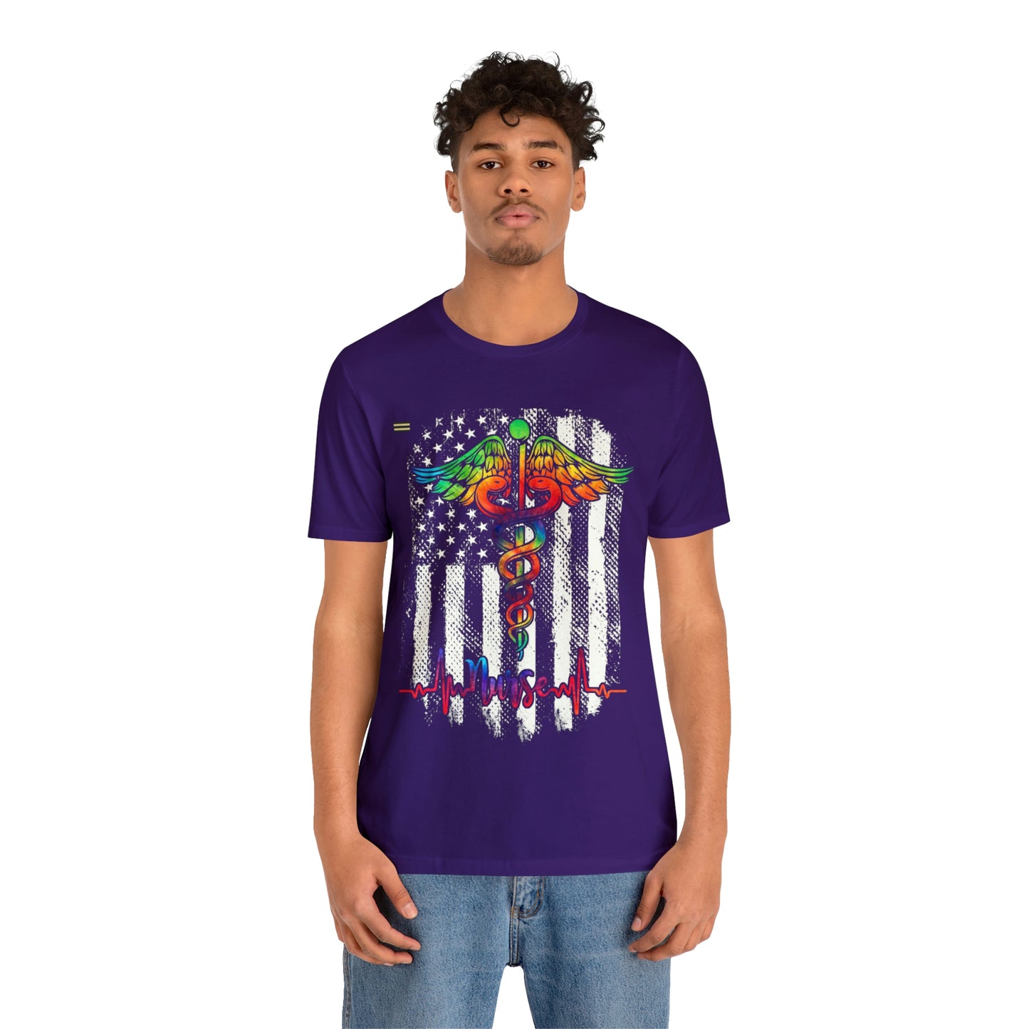 Nurse Calligraphy with Distressed Flag Design Nurse T-shirt