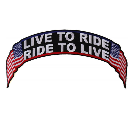 Live To Ride Ride To Live US Flag Biker Rocker Back Patch - 12x2.5 inch - Military Republic