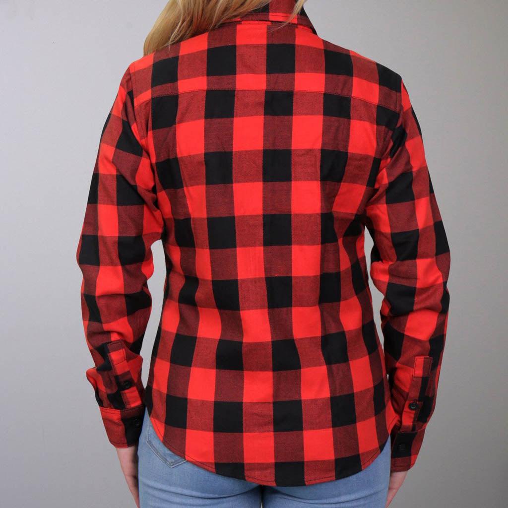Hot Leathers Black And Salmon Long Sleeve Ladies Flannel Shirt - Military Republic