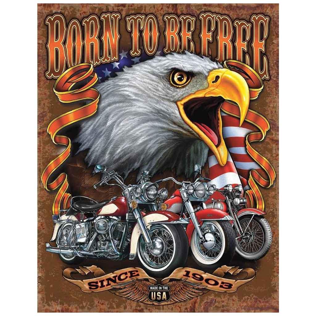 Born to be Free Tin Sign - Military Republic
