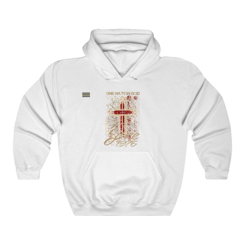 One Nation Under God Cross & USA Flag Unisex Hoodie - Military Republic