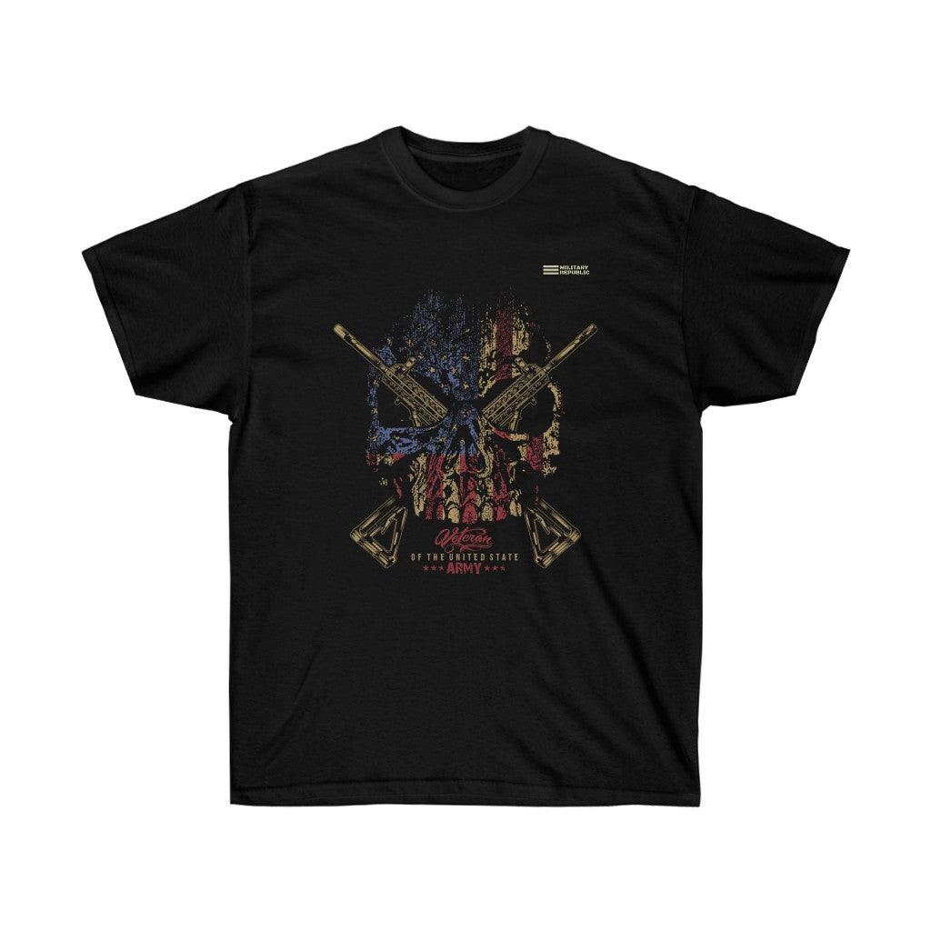Veteran of the United States Army Shull and Flag T-shirt - Military Republic