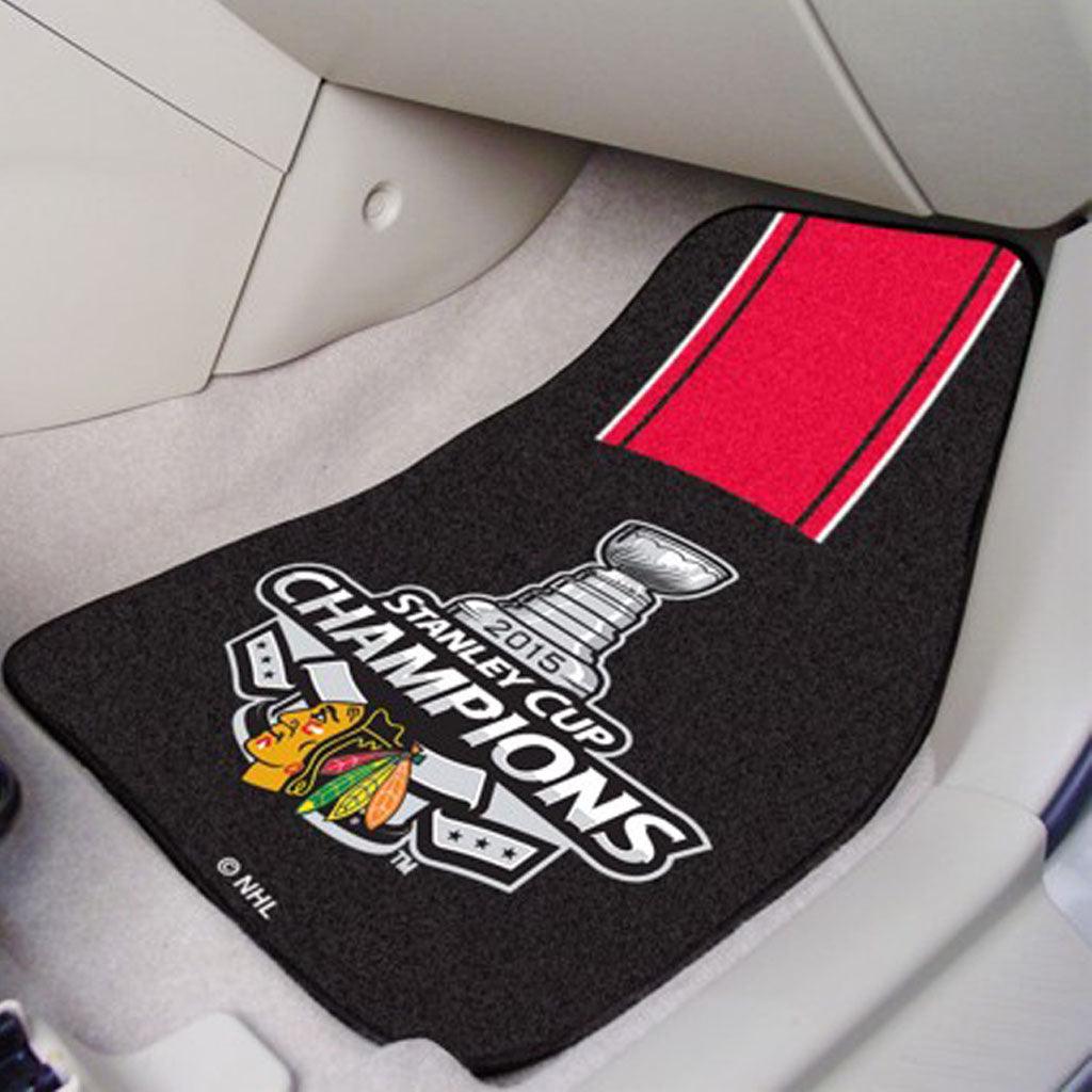 Chicago Blackhawks 2015 Stanley Cup Champions 2Pk Carpet Car Mat Set - Military Republic