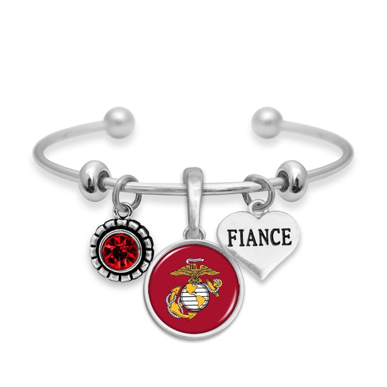 Custom U.S. Marines 3 Charm Bracelet for Fiance - Military Republic