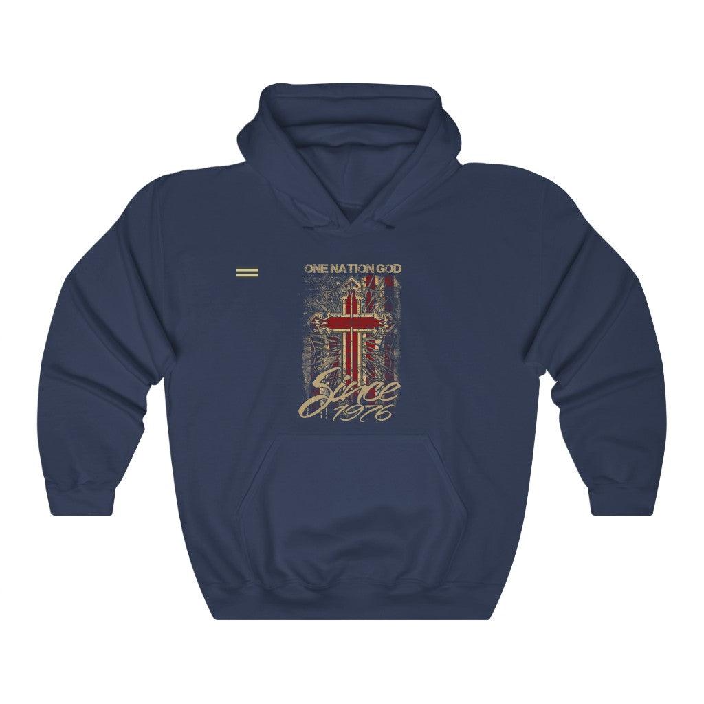 One Nation Under God Cross & USA Flag Unisex Hoodie - Military Republic