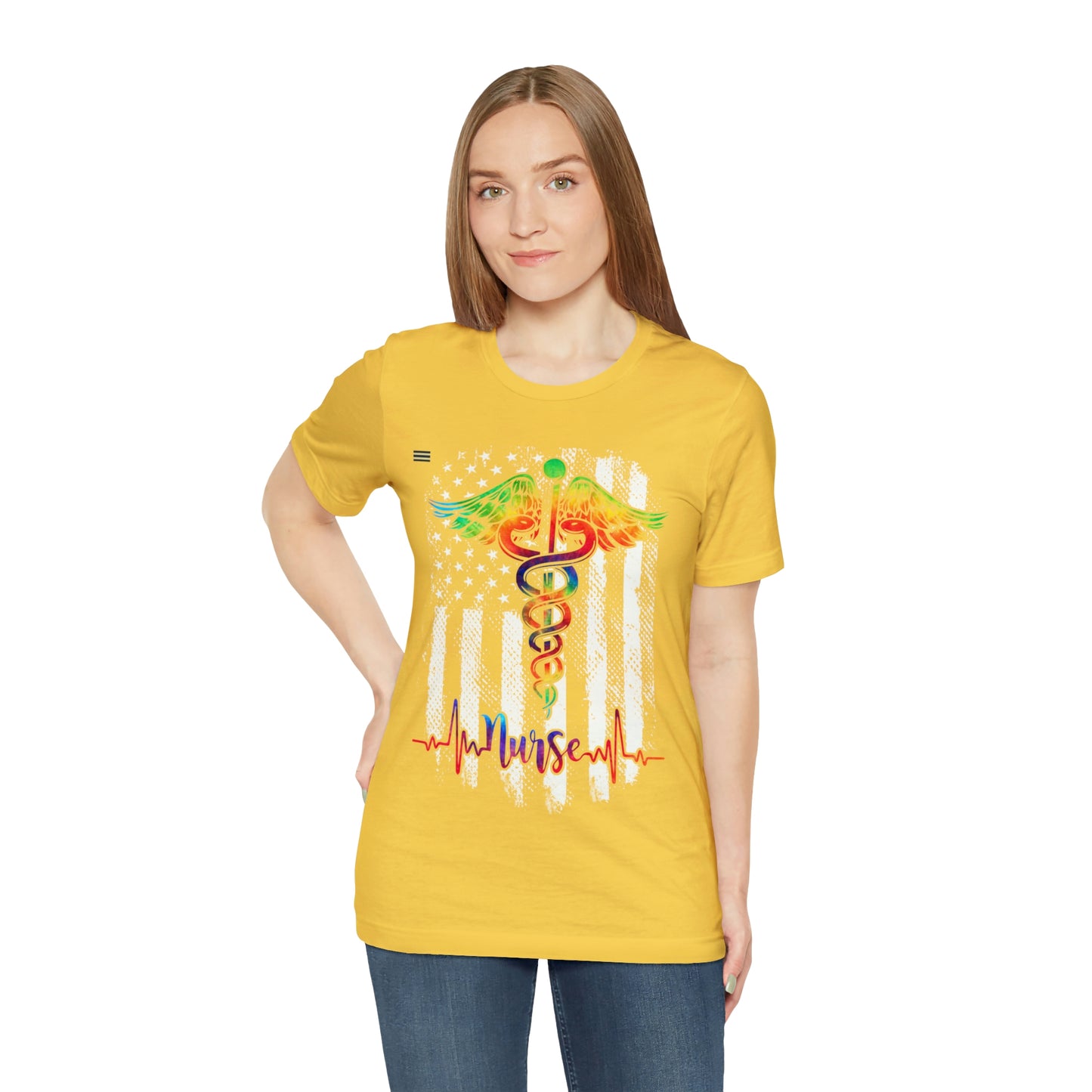 Nurse Calligraphy with Distressed Flag Design Nurse T-shirt