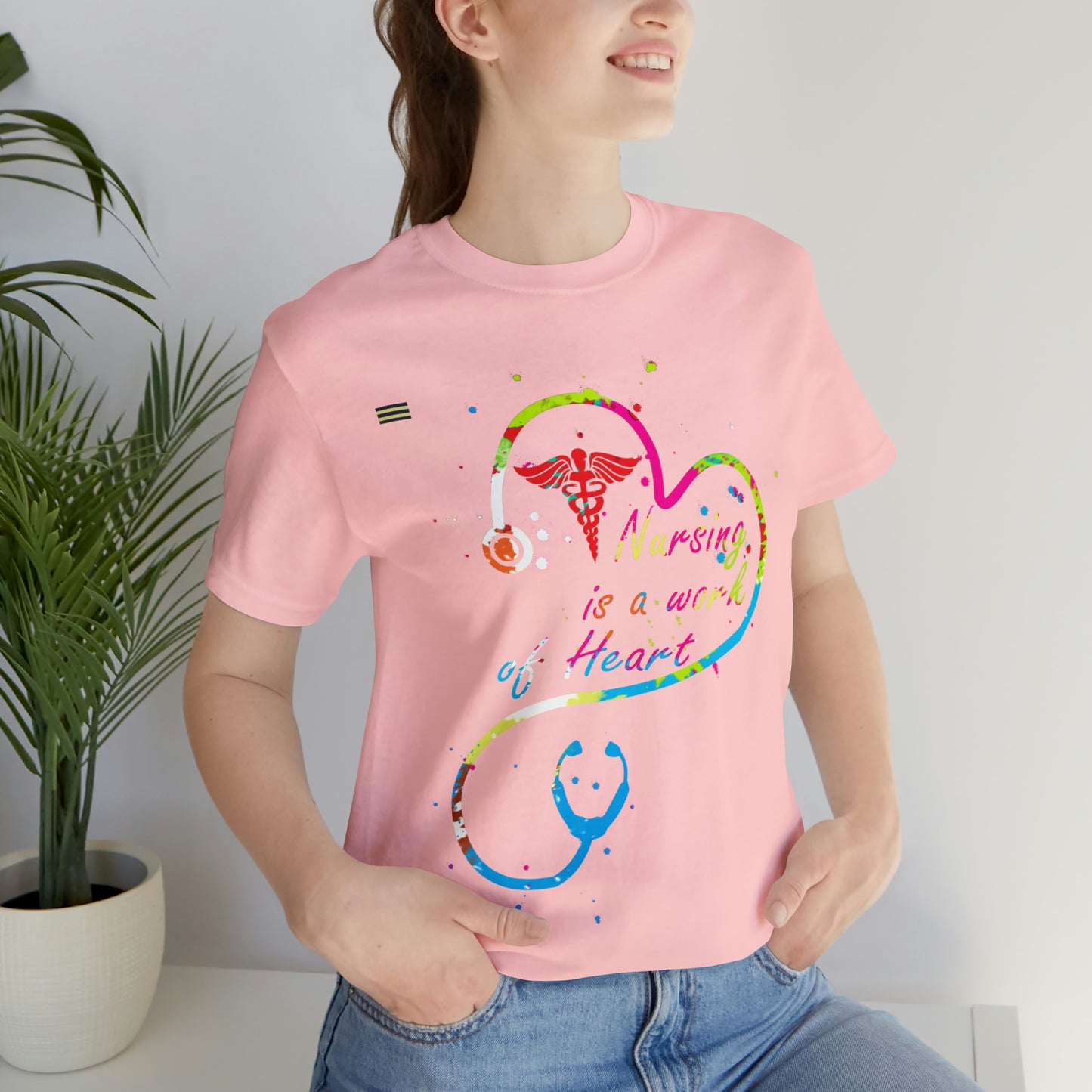 Nursing is a Work of Heart Stethoscope Design Nurse T-shirt