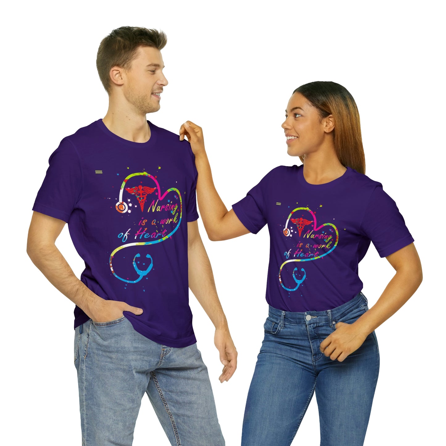 Nursing is a Work of Heart Stethoscope Design Nurse T-shirt