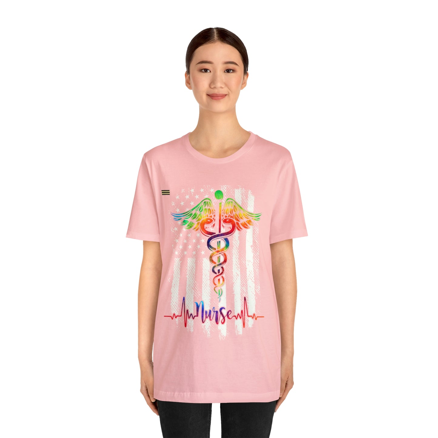 Nurse Calligraphy with Distressed Flag Design Nurse T-shirt
