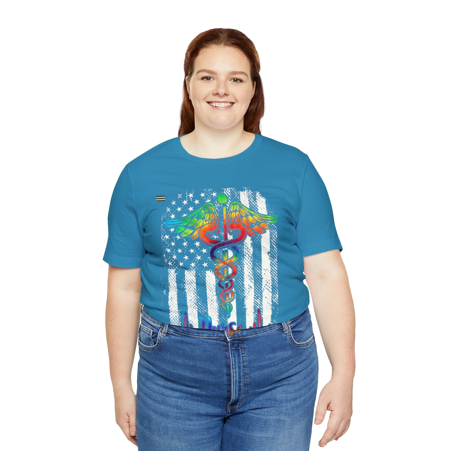 Nurse Calligraphy with Distressed Flag Design Nurse T-shirt