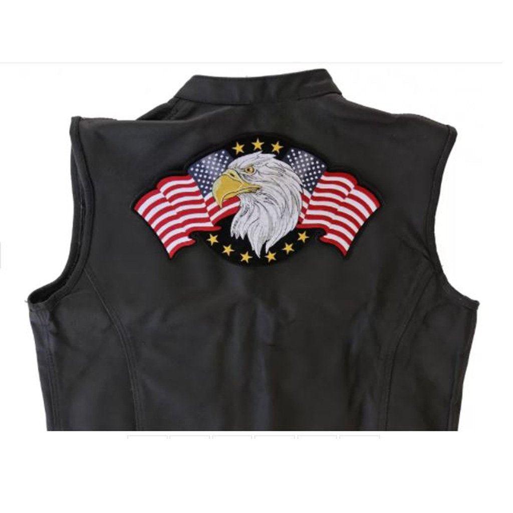 Eagle with American Flags and Stars Embroidered Iron on Patch - Military Republic