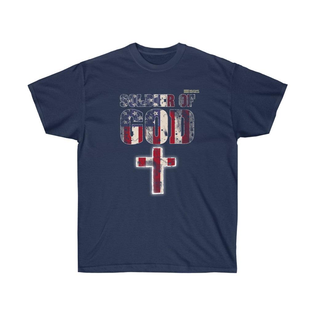 Soldier of God USA Flag & Cross T-shirt - Military Republic